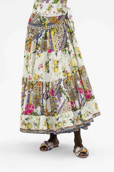 Camilla Wrap Skirt With Gathered Panels Caterina Spritz In White