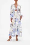 Camilla Wrap Tie Dress W/ Blouson Sleeve Paint Me Positano In Multi