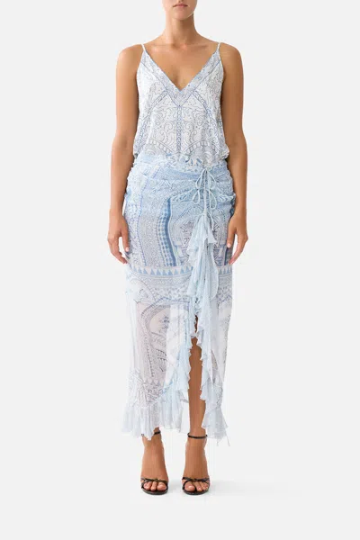 Camilla Wrap Tie Skirt With Ruffle The Hum Of The Alhambra In Multi