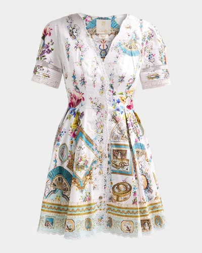 Camilla X The Met Art For The Artisans Linen Mini Dress In White