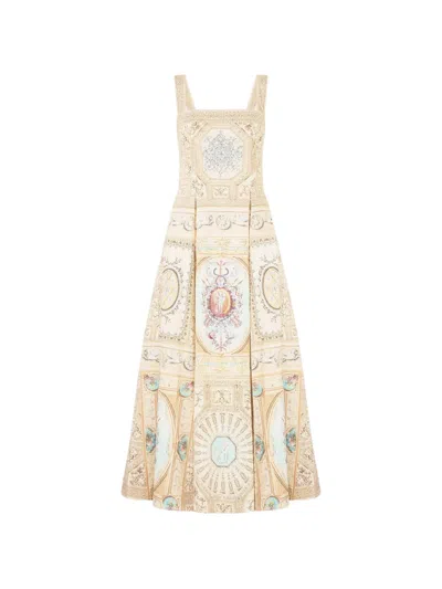 Camilla X The Met Graphic-print Midi Dress In Neutral