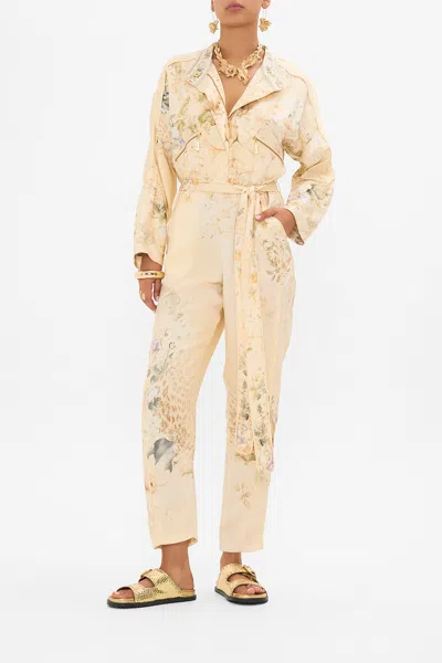 Camilla Zip Front Panel Jumpsuit Adorned In Antiquity
