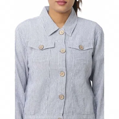 Camille & Co Blue Striped Jacket In Gray