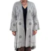 CAMILLE & CO LASER CUT LONG CARDIGAN IN GRAY