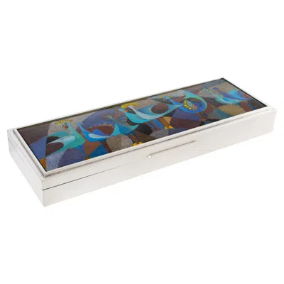 Pre-owned Camille Fauré Camille Faure Limoges Modernist Enamel And Silver Plate Artwork Box, Circa 1950
