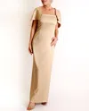 Camilyn Beth The Flora Gown In Champagne Peau De Soie In Multi