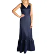 Camilyn Beth Venus Satin Gown In Navy In Blue