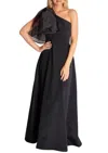 Camilyn Beth Vivienne Gown In Black Bengaline In Multi