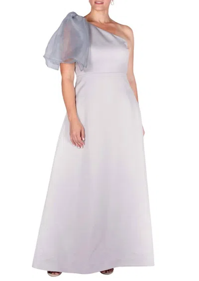Camilyn Beth Vivienne Gown In Light Grey Satin In White