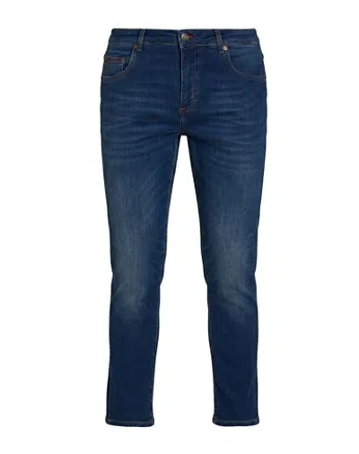 Camouflage Ar And J. Man Jeans Blue Size 33 Cotton, Elastane In Multi