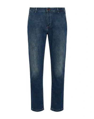 Camouflage Ar And J. Man Jeans Blue Size 36 Cotton, Elastane