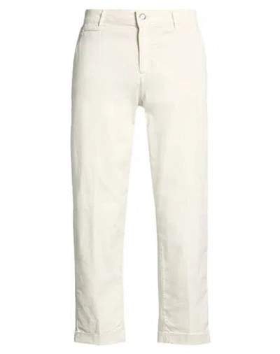 Camouflage Ar And J. Man Pants Cream Size 32 Cotton, Lyocell, Elastane In White