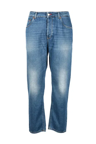 Camouflage Blue Cotton Jeans