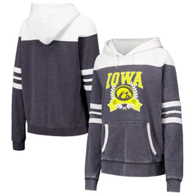 Camp David Charcoal Iowa Hawkeyes Blitz Striped Blocked Raglan Pullover Hoodie