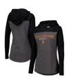 Camp David Women's Heather Charcoal Syracuse Orange Knockout Color Block Hoodie V-neck Long Sleeve T-shirt In Heather Charcoal