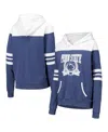 Camp David Women's Navy Penn State Nittany Lions Blitz Striped Blocked Raglan Pullover Hoodie In Blue