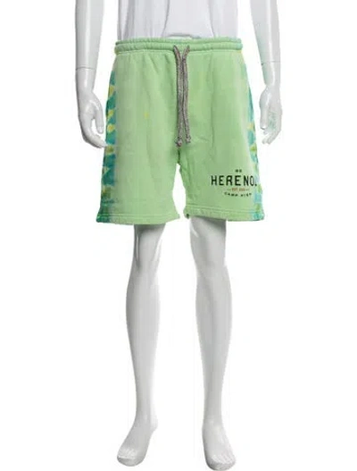 Pre-owned Camp High Graphic Print Athletic Shorts In Green