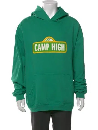 Pre-owned Camp High Graphic Print Crew Neck Hoodie In Green