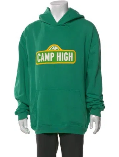 Pre-owned Camp High Graphic Print Crew Neck Hoodie In Green