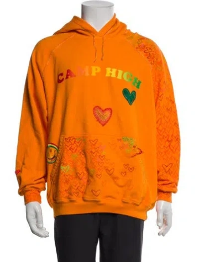 Pre-owned Camp High Graphic Print Crew Neck Hoodie In Orange