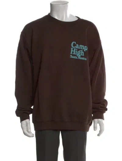 Pre-owned Camp High Graphic Print Crew Neck Sweatshirt In Brown