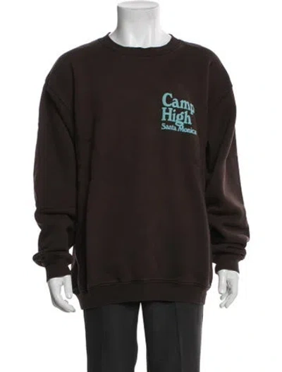 Pre-owned Camp High Graphic Print Crew Neck Sweatshirt In Brown
