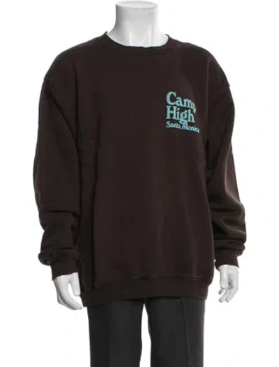 Pre-owned Camp High Graphic Print Crew Neck Sweatshirt In Brown