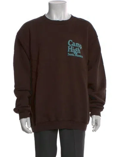 Pre-owned Camp High Graphic Print Crew Neck Sweatshirt In Brown