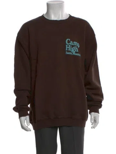 Pre-owned Camp High Graphic Print Crew Neck Sweatshirt In Brown