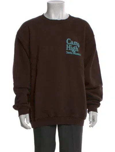 Pre-owned Camp High Graphic Print Crew Neck Sweatshirt In Brown