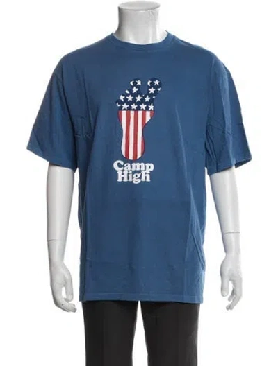 Pre-owned Camp High Graphic Print Crew Neck T-shirt In Blue