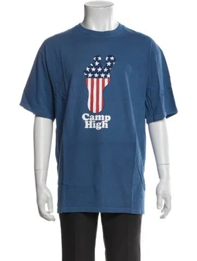 Pre-owned Camp High Graphic Print Crew Neck T-shirt In Blue