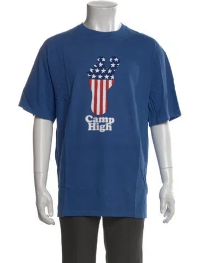 Pre-owned Camp High Graphic Print Crew Neck T-shirt In Blue