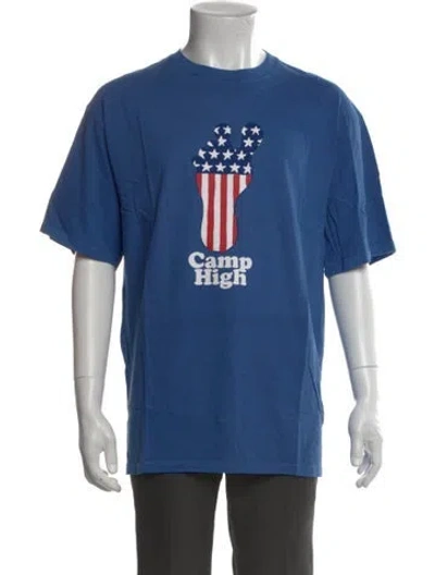 Pre-owned Camp High Graphic Print Crew Neck T-shirt In Blue