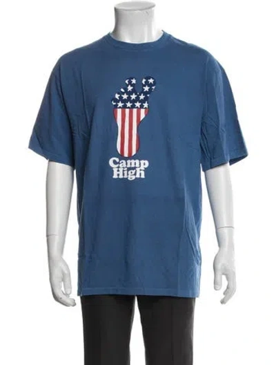 Pre-owned Camp High Graphic Print Crew Neck T-shirt In Blue