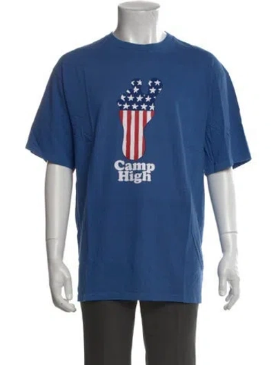 Pre-owned Camp High Graphic Print Crew Neck T-shirt In Blue
