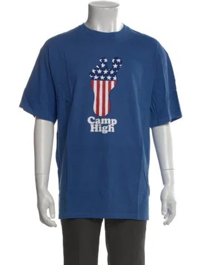 Pre-owned Camp High Graphic Print Crew Neck T-shirt In Blue