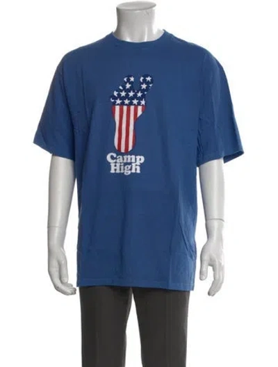 Pre-owned Camp High Graphic Print Crew Neck T-shirt In Blue