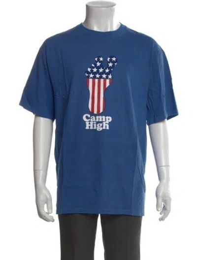 Pre-owned Camp High Graphic Print Crew Neck T-shirt In Blue