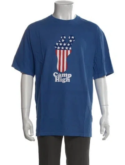 Pre-owned Camp High Graphic Print Crew Neck T-shirt In Blue