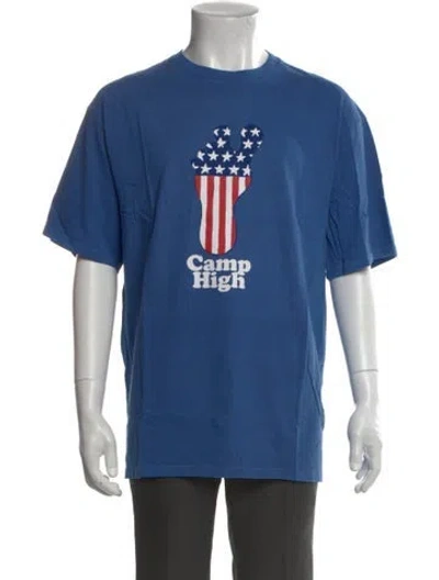 Pre-owned Camp High Graphic Print Crew Neck T-shirt In Blue