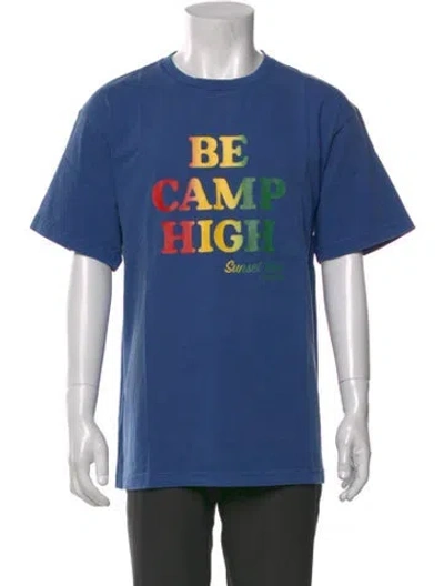 Pre-owned Camp High Graphic Print Crew Neck T-shirt In Blue