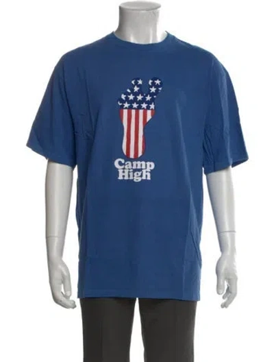 Pre-owned Camp High Graphic Print Crew Neck T-shirt In Blue