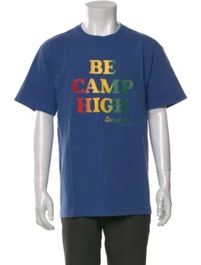 Pre-owned Camp High Graphic Print Crew Neck T-shirt In Blue