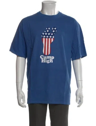 Pre-owned Camp High Graphic Print Crew Neck T-shirt In Blue