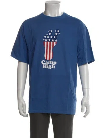 Pre-owned Camp High Graphic Print Crew Neck T-shirt In Blue