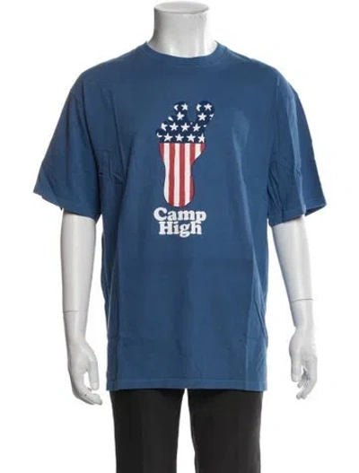 Pre-owned Camp High Graphic Print Crew Neck T-shirt In Blue