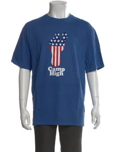 Pre-owned Camp High Graphic Print Crew Neck T-shirt In Blue