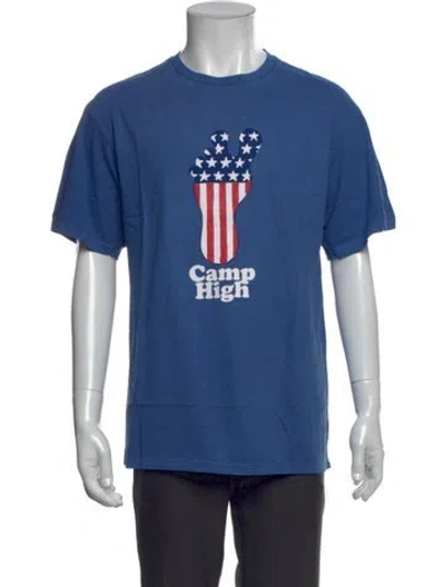 Pre-owned Camp High Graphic Print Crew Neck T-shirt In Blue