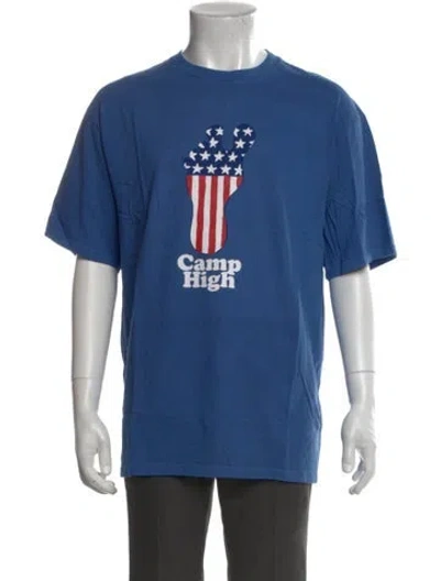 Pre-owned Camp High Graphic Print Crew Neck T-shirt In Blue